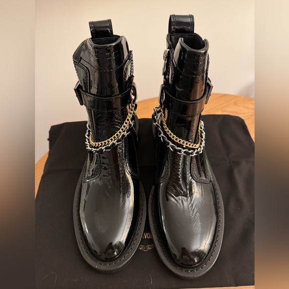 Zadig & Voltaire NIB Laureen Chain Bootie Patent Leather Sz 38 - Picture 5 of 11